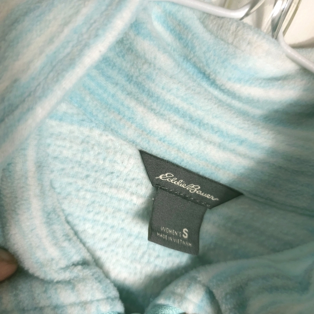 Eddie Bauer Blue Quarter Zip Velour Pullover - Picture 8 of 8